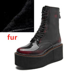 Damen-Stiefeletten aus echtem Leder – Kurzschaftstiefel mit Plateauabsatz