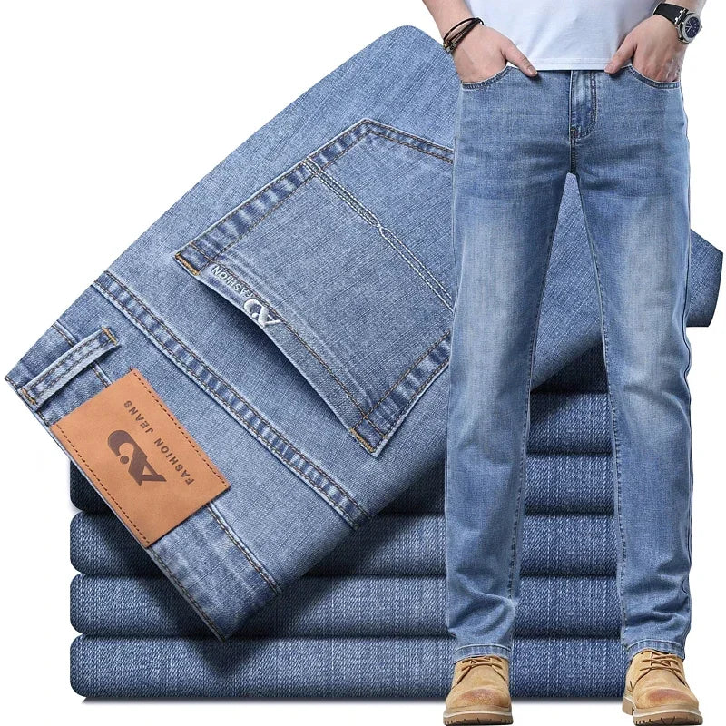 Men’s Slim Elastic Fashion Jeans | Stretch Business Denim Vaqueros Hombre