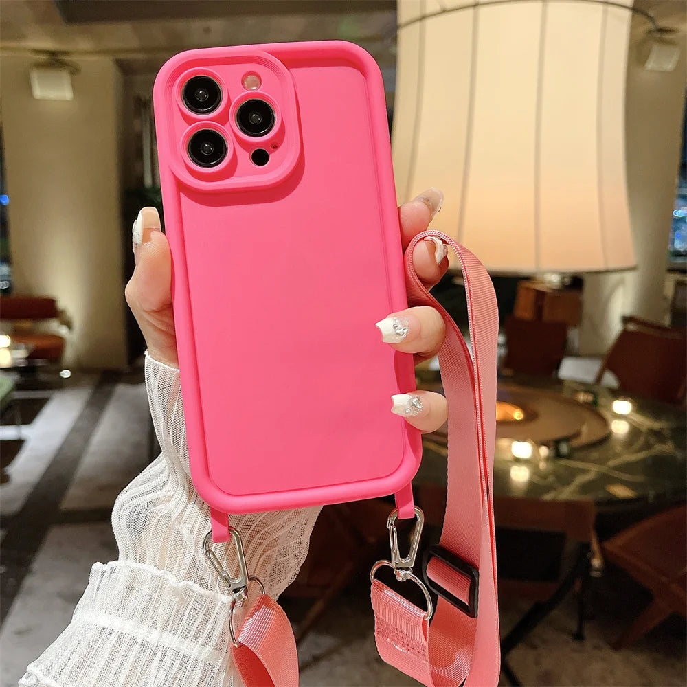 Crossbody Lanyard Silicone Case for iPhone 17 16 15 14 13 12 11 Pro Max