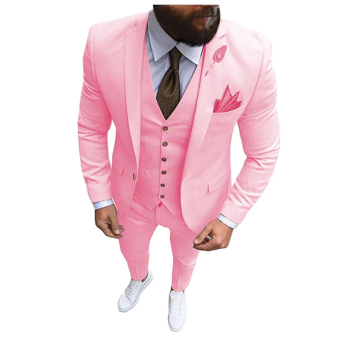 Herren 3-teiliger Slim Fit Anzug – Formeller Business-Smoking mit fallendem Revers, Hochzeits-Trauzeugen-Blazer, Weste & Hose Set für Herren