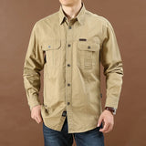 Men’s Pure Cotton Loose Fit Long Sleeve Tooling Cargo Shirt