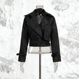 Vintage Wildlederjacke für Damen – Herbstmode Schnür-Mantel Schmale Passform