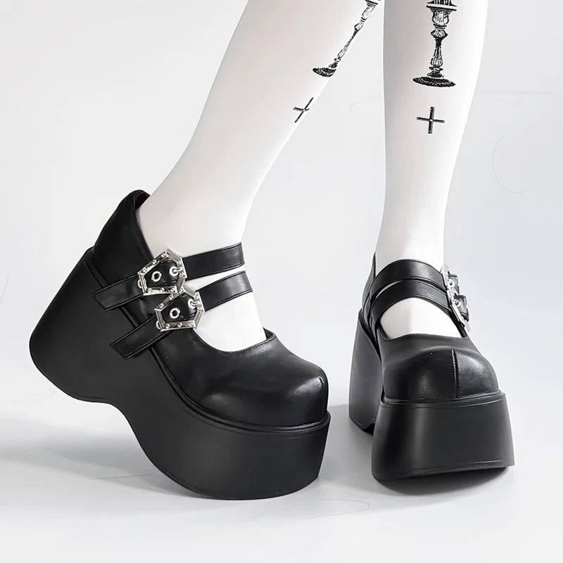 Nameless Witch 2.0 Gothic Platform Wedge Mary Janes