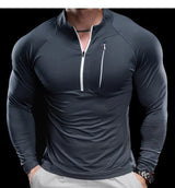 Herren schnelltrocknendes Langarm-Trainings-T-Shirt | Fitnessstudio-Lauf-Top