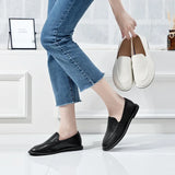 Women’s Genuine Leather Loafers – Soft Flat Slip-On Shoes, Round Toe Casual Walking Flats