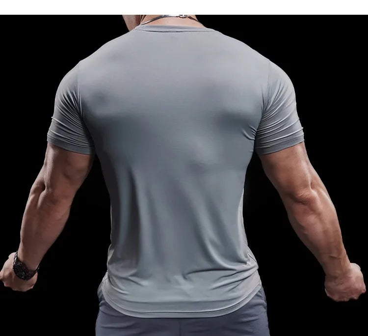 Men’s High-Elastic Running T-Shirt | Quick-Drying Gym Fitness Training Top