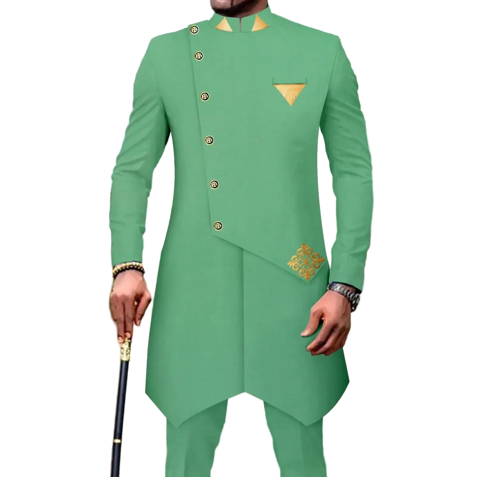 Herren einreihiger Blazer und Hosen Set, traditionelles Dashiki Hochzeitsoutfit