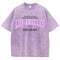 Woman's Distressed Washed Cotton Top with Vintage Los Angeles Graphic