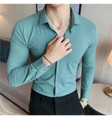 Men’s High Elasticity Seamless Shirt – Top Quality Long Sleeve Slim Fit Casual Shirt