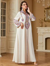 Luxuriöses muslimisches Stickerei-Kleid für Frauen | Elegante Party-Abaya und marokkanischer Kaftan