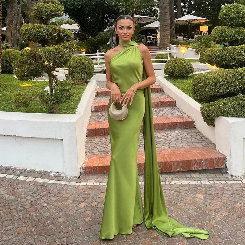 Sexy Satinband Neckholder Partykleid – Elegantes rückenfreies Abendkleid für Damen