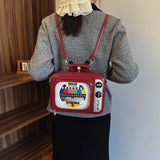 Lustige Retro-TV-Cartoon-Handtasche | Kreative transparente quadratische Tasche für Frauen