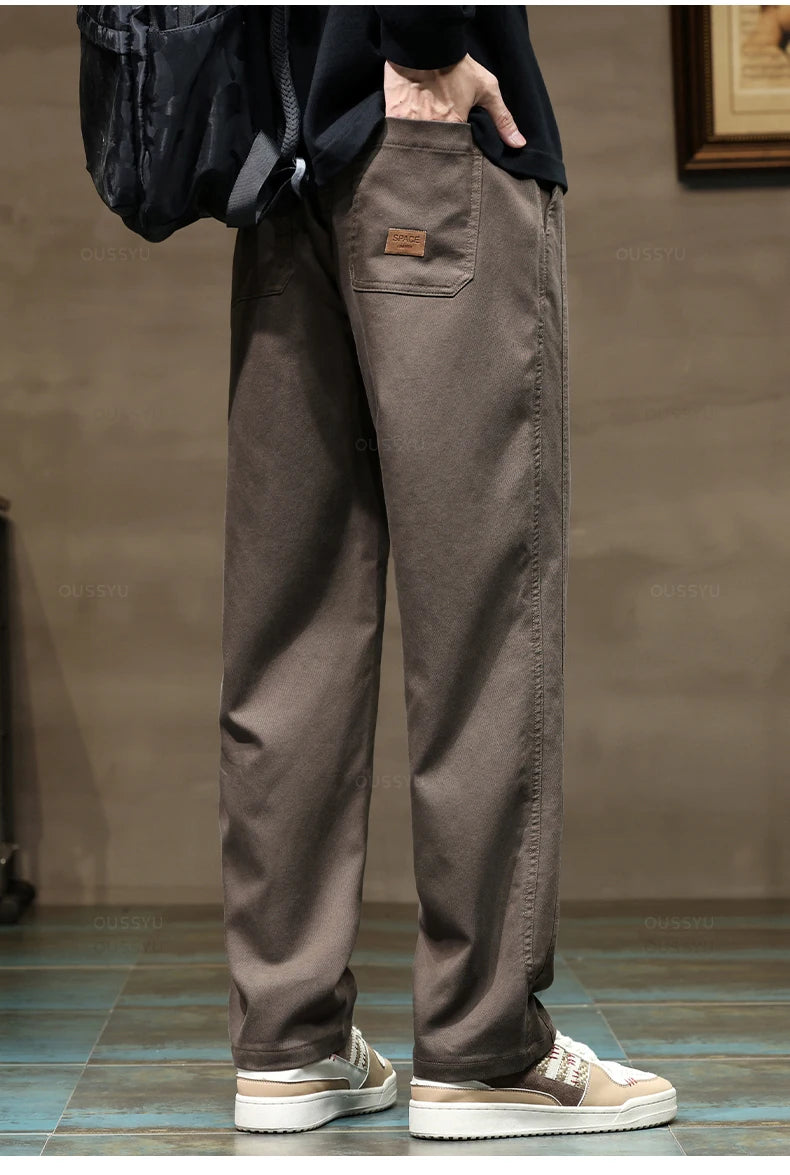 Herren Soft Lyocell Cargohose – Dicke, weite, gerade geschnittene Hose