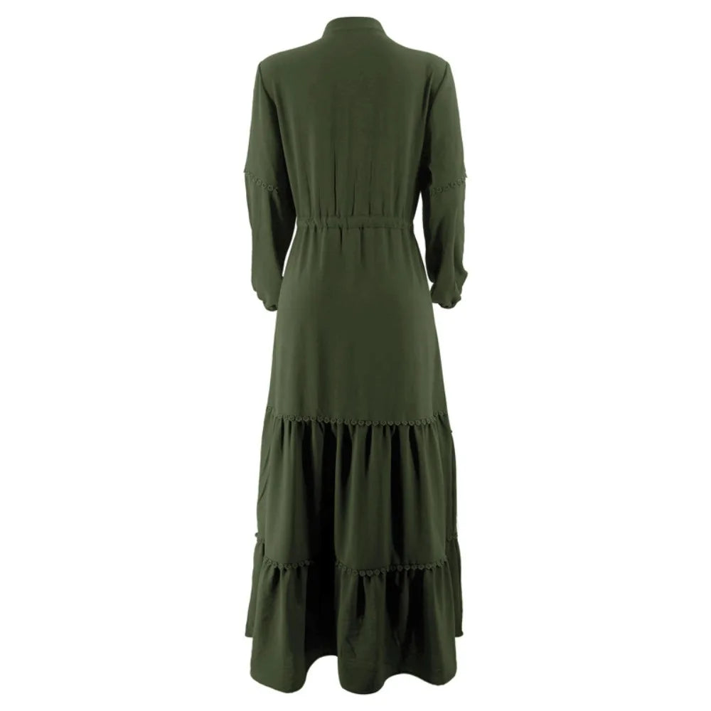 Premium Grünes Heritage Kleid | Elegante Abaya mit lockerer Silhouette
