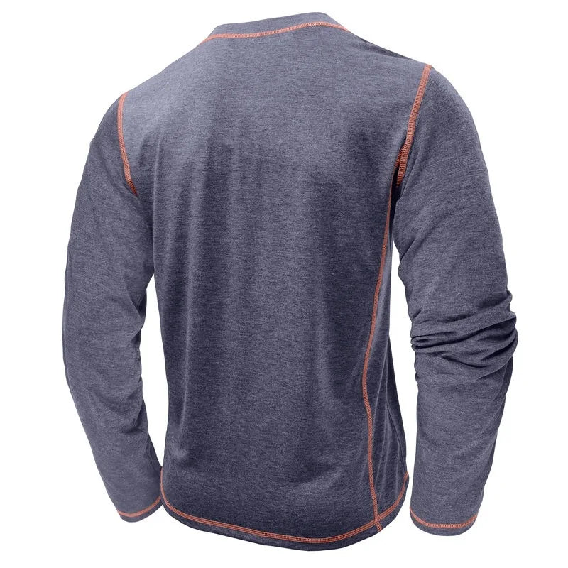Men's Cotton Long Sleeve Henley Shirt – Casual Button Neck T-Shirt