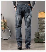 Herren Outdoor Weite Hosenbeine Arbeitsjeans | Multi-Pocket Straight Fit Denim