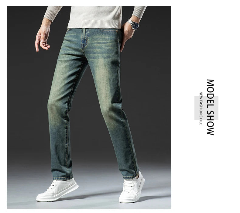 Herren Premium Vintage Jeans | Neue hochwertige elastische Business-Freizeit-Jeans