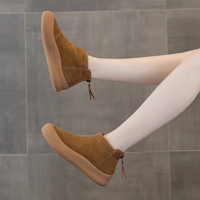 Women’s Genuine Leather Snow Boots – Thickened Warm Winter Boots