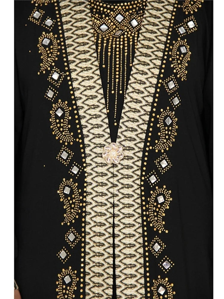 Black Muslim Abaya for Women | Sequin Beaded Kaftan and Elegant Splice Maxi Dress