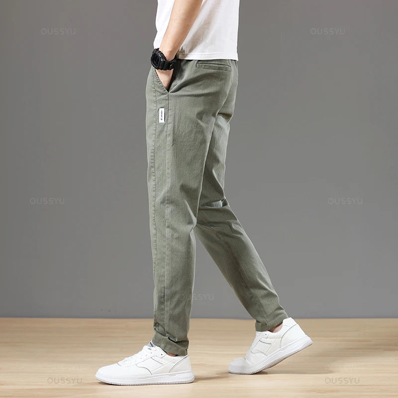 Men’s Classic Cotton Autumn Pants – Elastic Drawstring Waist Jogging Trousers