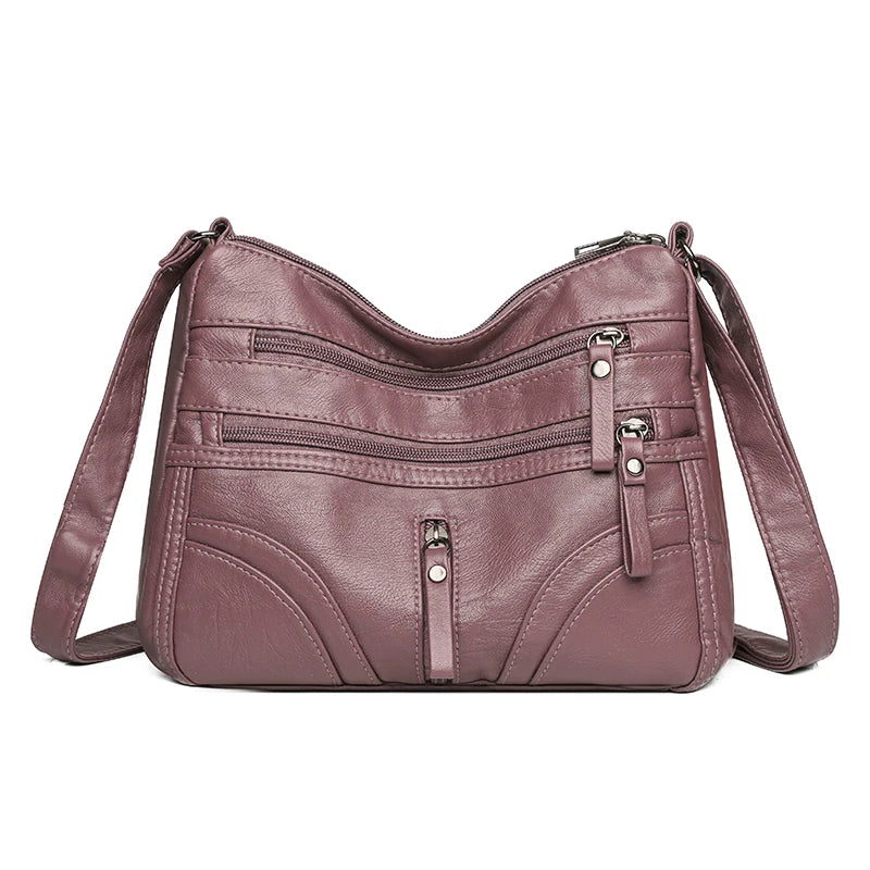 Matching-All Kunstleder-Messenger Bag | Premium PU-Umhängetasche für Damen