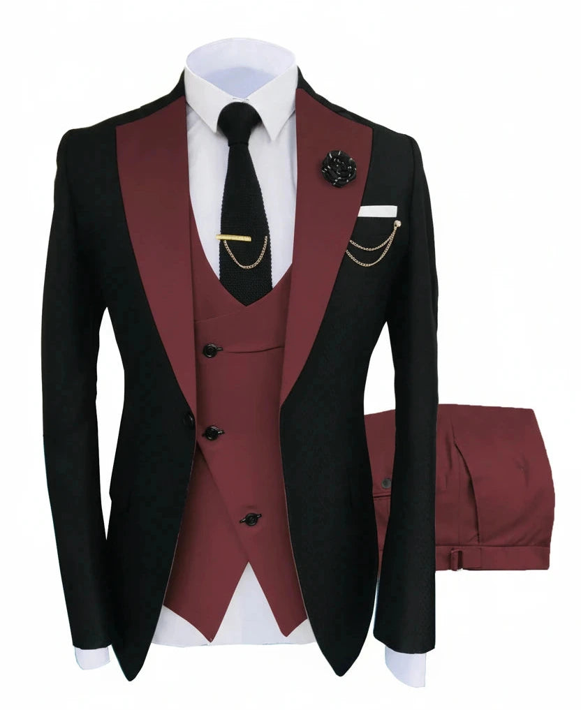 Herren 3-teiliger High-End-Anzug – Casual Business & formeller Gesellschaftsanzug