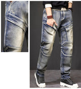 Herren Retro Punk Street Jeans | Modische Used-Denim-Hose