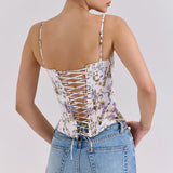 The "Summer Bloom" Floral Corset | Sexy Lace-Up Cropped Top