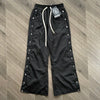 Hellstar HS Edition Waxed Nylon Pants | Men’s Straight Loose Button Trousers