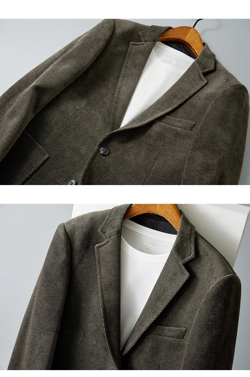 Men's High-Quality Thick Suit Jacket – Handsome Slim Fit Business Blazer