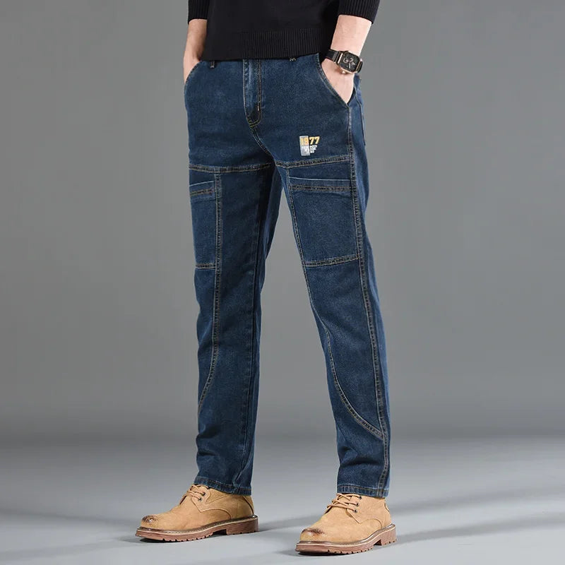 Korean Style Slim Fit Jeans | Men's Comfortable Gray Straight Leg Denim