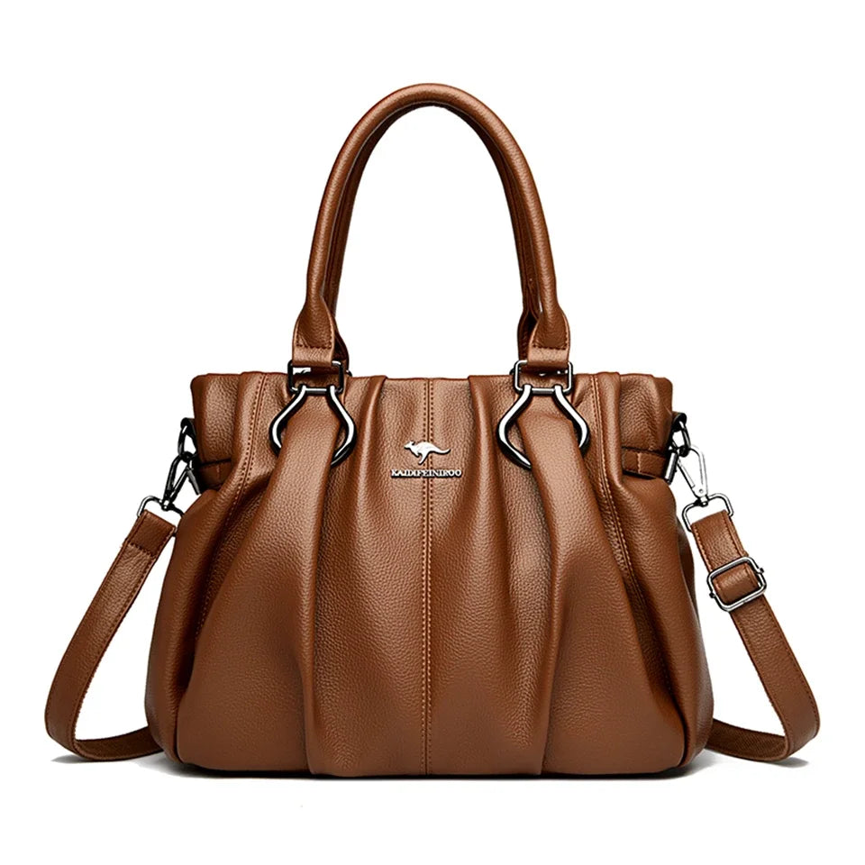 Damen-Einkaufstasche aus echtem weichem Leder – Luxuriöse Handtasche mit großem Fassungsvermögen