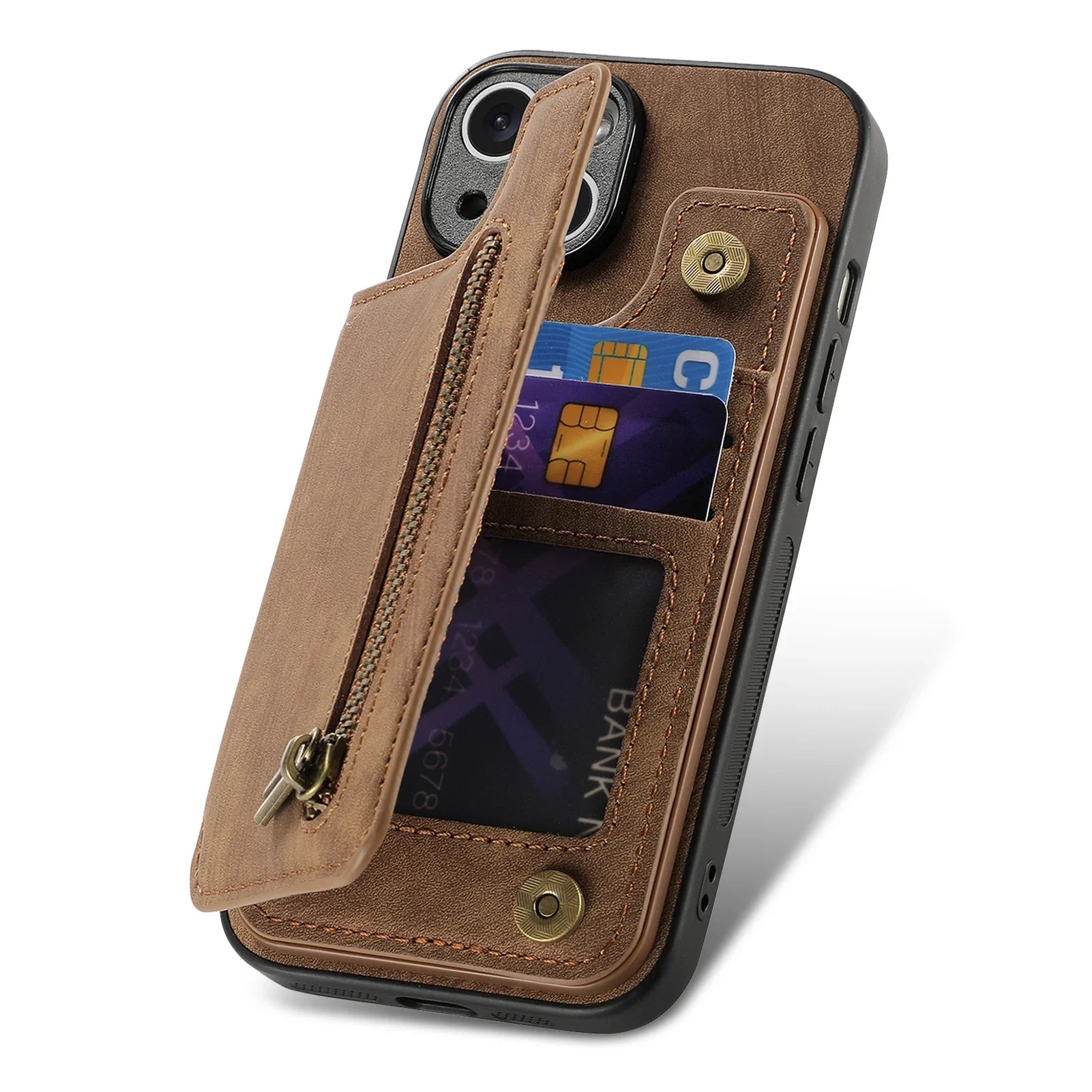 Zipper Wallet Leather Case for iPhone 17 Air 16 15 14 Pro Max | Card Slot Pocket