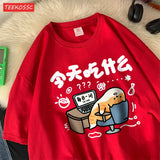 Funny Comic Cat Cotton T-Shirt | Women's Humorous Cartoon Graphic Tee