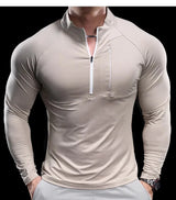 Herren schnelltrocknendes Langarm-Trainings-T-Shirt | Fitnessstudio-Lauf-Top