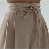 Women’s Y2K Wide Leg Long Pants – Elegant High Waist Double Drawstring Baggy Trouser