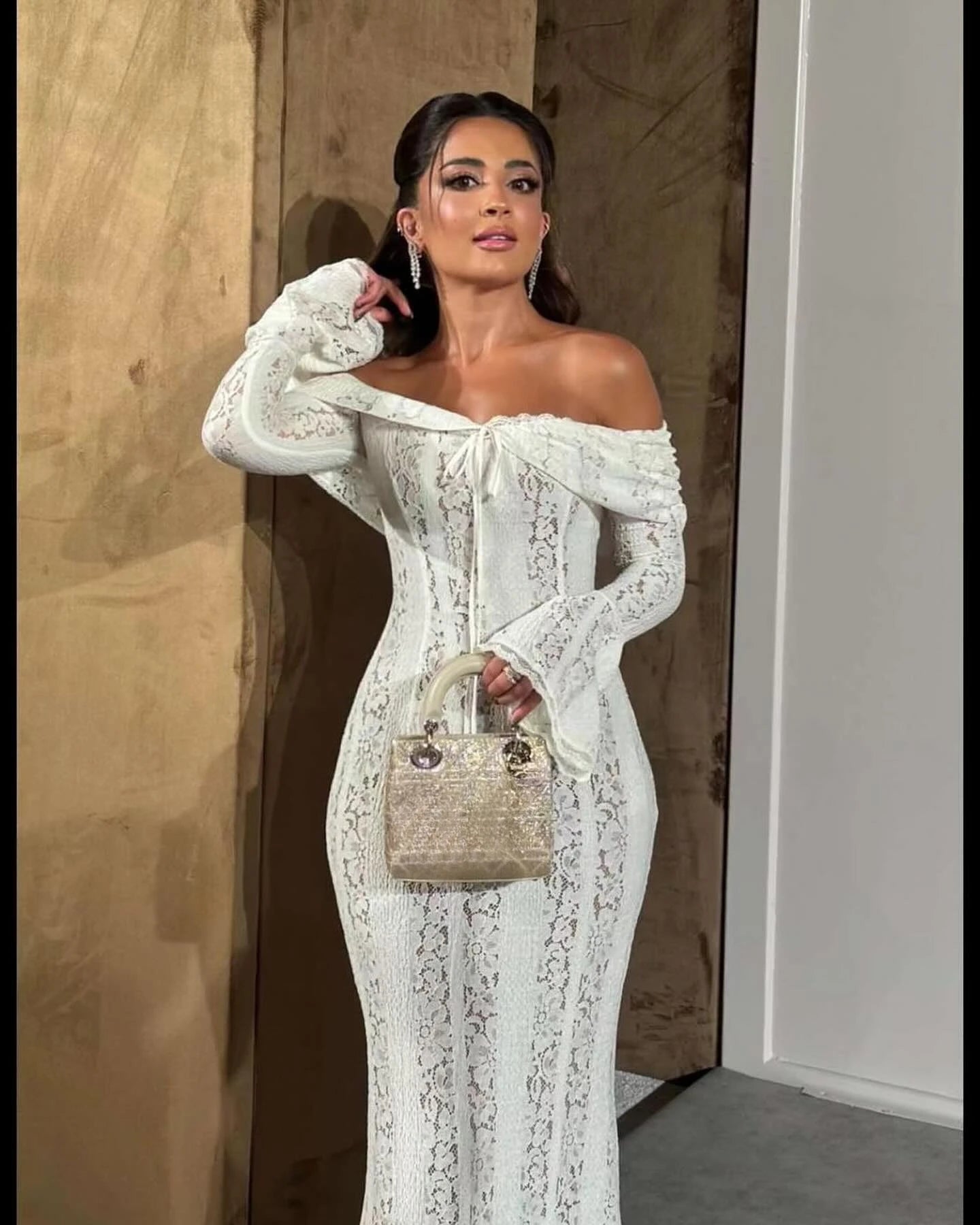 Elegant Lace Maxi Wedding Guest Dress – Off The Shoulder Evening Party Dress