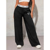 Women's Wide Leg Casual Loose Fit Webbing Detail Love Heart Printed Trousers