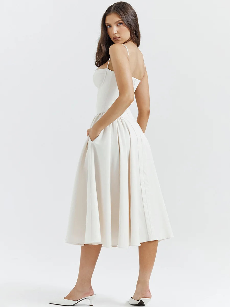 Women's Elegant Spaghetti Strap Midi Dress