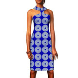 Ärmelloses Ankara Bodycon Sommer Mini-Kleid im afrikanischen Stil für Damen