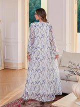 Die „Zahra“ Blumen-Abaya: Atemberaubender Kaftan im marokkanischen Stil mit Print & Dubai Robe