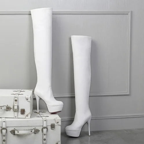 Women's Sexy Over-the-Knee Long Boots – 12cm Stiletto High Platform Thigh-High Boots