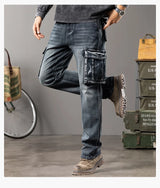 Herren Outdoor Weite Hosenbeine Arbeitsjeans | Multi-Pocket Straight Fit Denim
