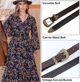 Western Women's Genuine Leather Belt – Classic Metal Pin Buckle Waistband