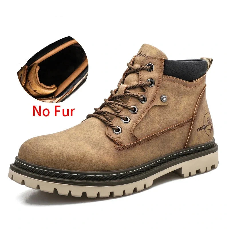 The Heritage Craftsman: Herren Retro Warme Arbeitsstiefel – Winterstiefel im Vintage-Stil mit Fellfutter
