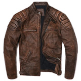 Herren Motorradjacke aus echtem Leder – Vintage Bikerjacke aus natürlichem Rindsleder