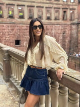 Women’s Sexy Semi-Sheer Ruffle Blouse | V-Neck Long Sleeve Button-Down Shirt