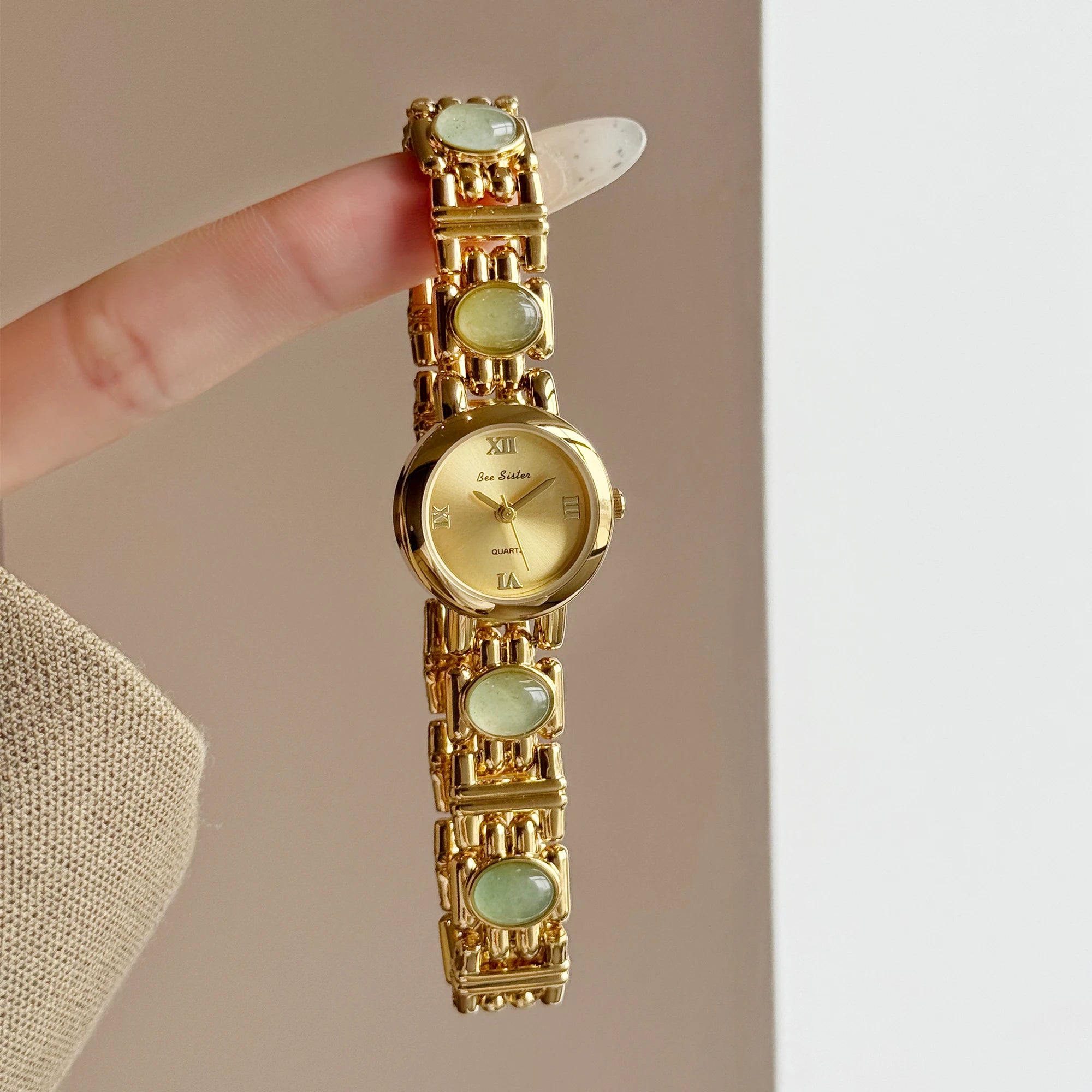 The Terra Luna: Natural Gemstone Quartz Watch – Luxury Minimalist Round Dial Timepiece