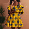African Off-Shoulder Mini Dress High-Waist Ankara Party Dress For Women