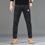 Korean Style Slim Fit Jeans | Men's Comfortable Gray Straight Leg Denim